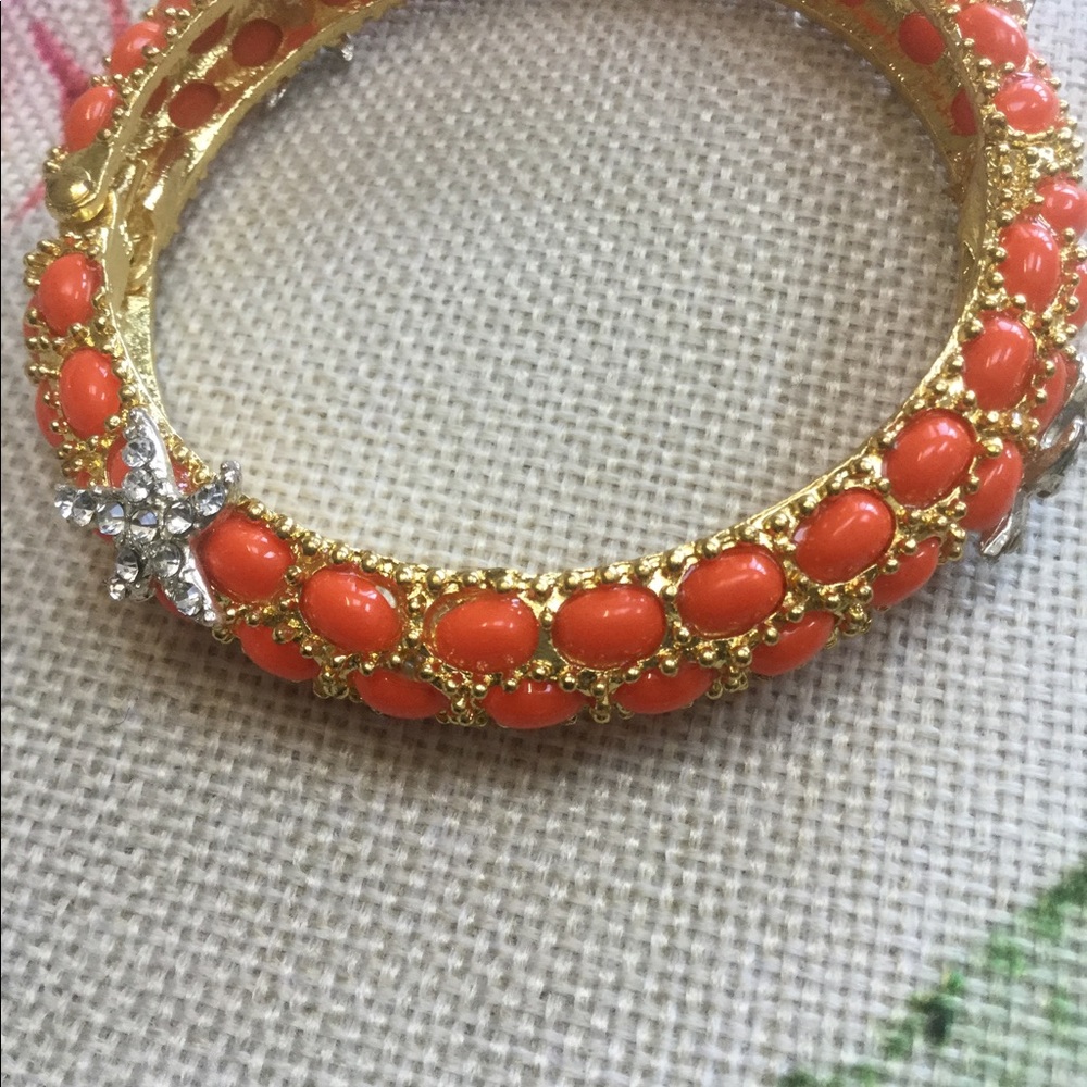 Sequin  coral/ gold   Swarovski  starfish.